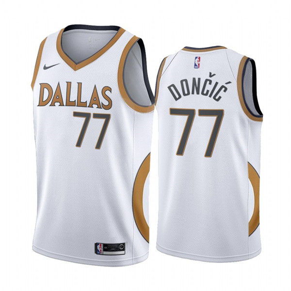 Men's Dallas Mavericks #77 Luka Doncic White NBA City Edition New Uniform 2020-21 Stitched Jersey